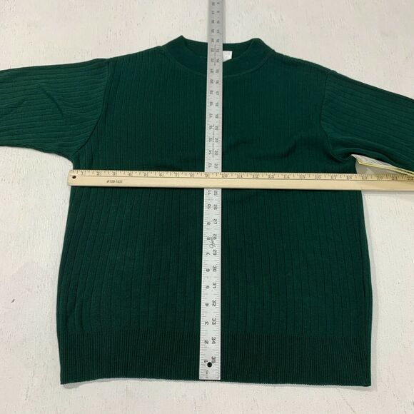 Vintage Prophecy Sag Harbor Ribbed Shirt Petite Size L Forest Green Mid Sleeves - Picture 5 of 9